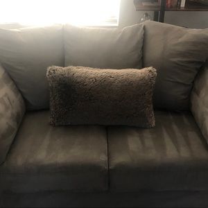 Brown Faux Fur Lumbar / Oblong Throw Pillow